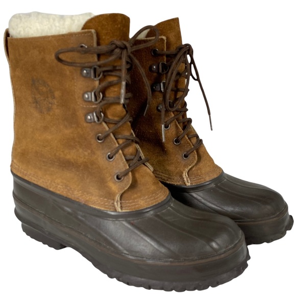 Eddie Bauer Other - Vintage Eddie Bauer Fiberglass Shank Wool Lined Duck Boots Tan Mens 8 Womens 8.5